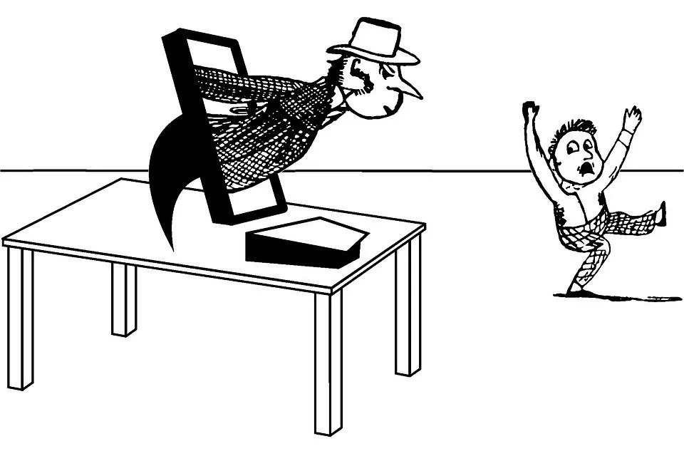 PCから怖い人が出てきて驚く人