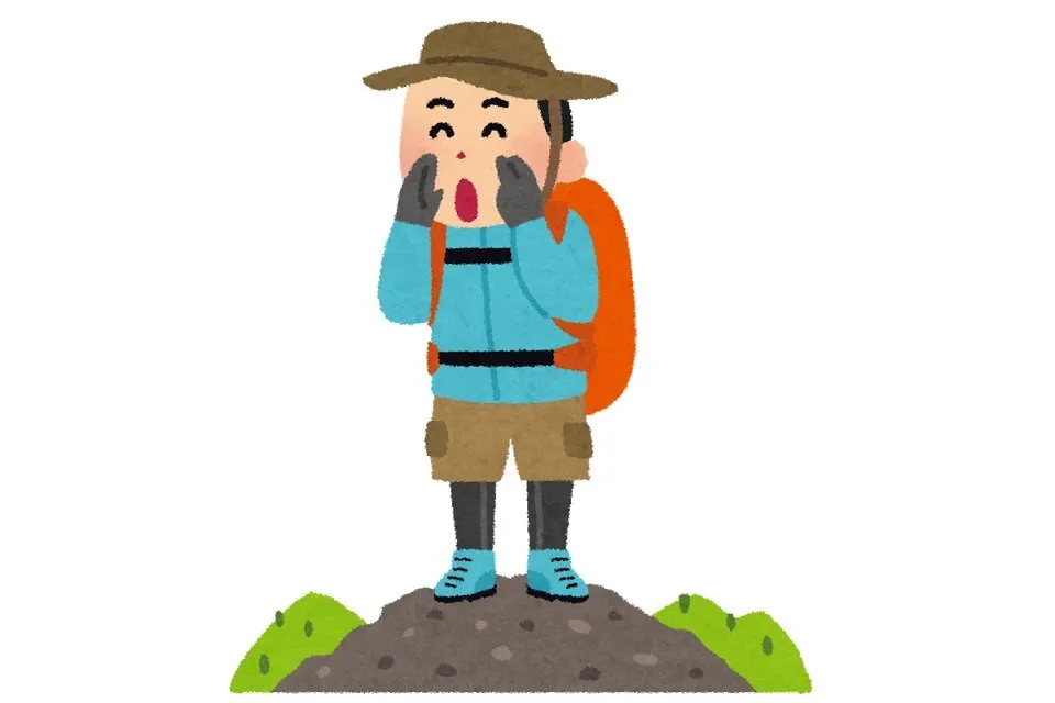 ヤッホーを叫ぶ登山者