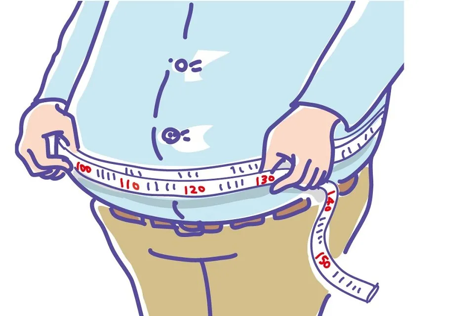 太って不健康な中年男性の腹