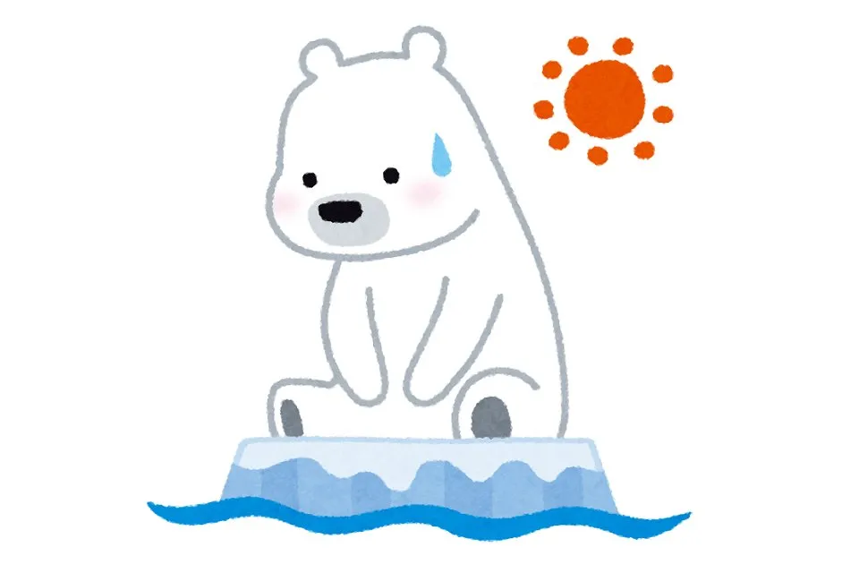 溶ける氷の上のシロクマ